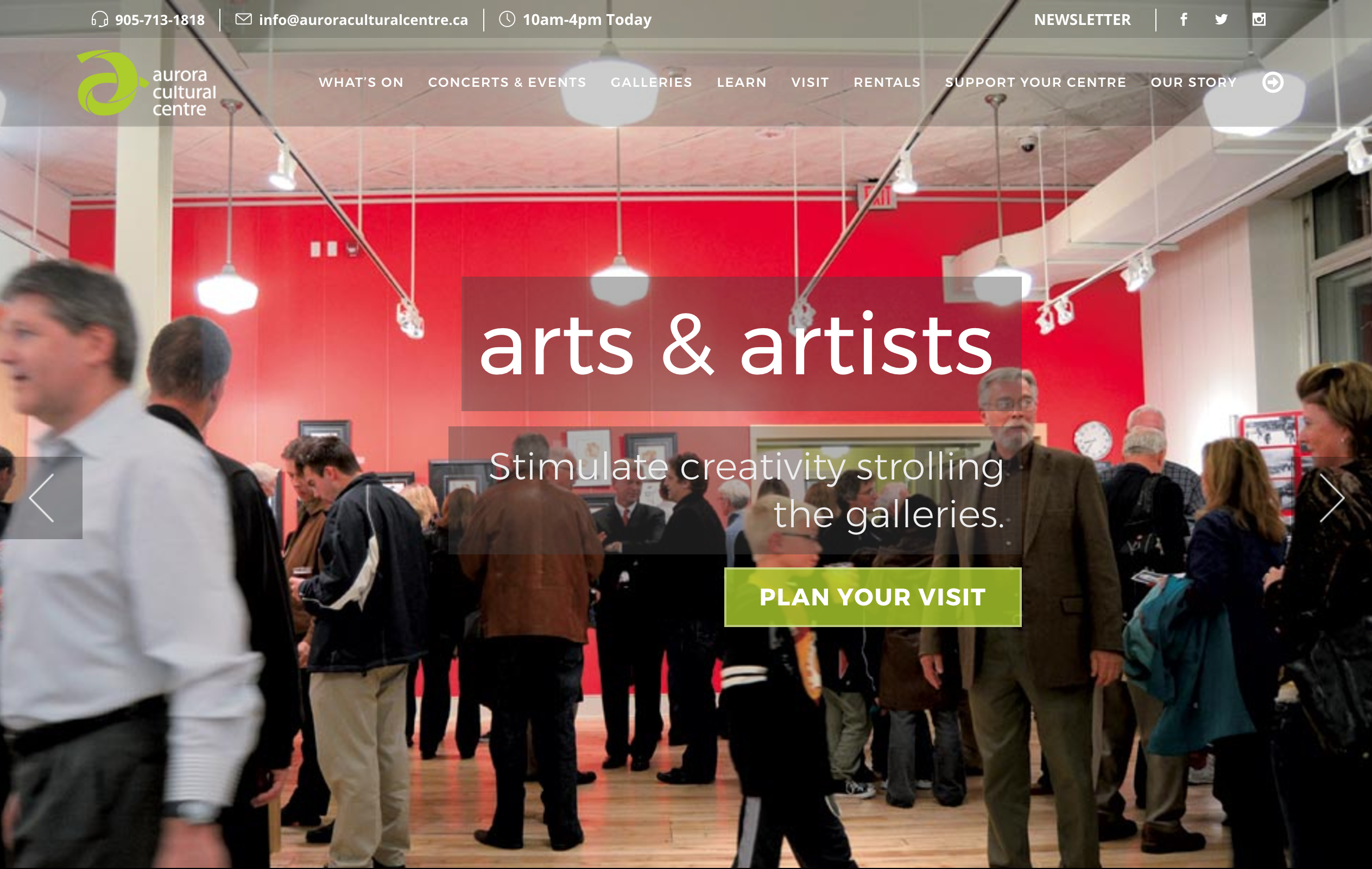 Aurora Cultural Centre Arts & Artists Page